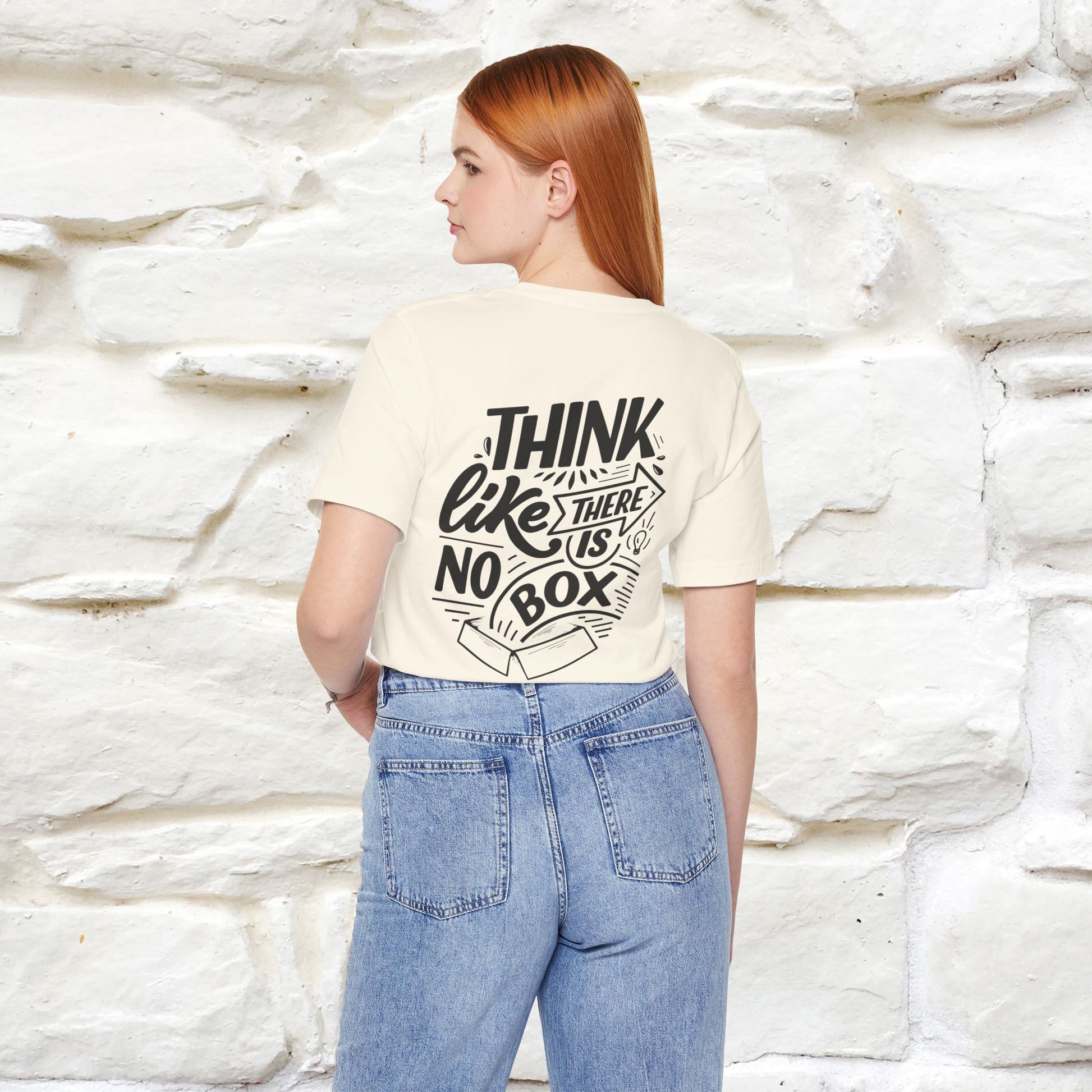 "Think Like There Is No Box" Cat T-Shirt| Front & Back Design | Nunu&Miao Studio - Nunu&Miao Studio