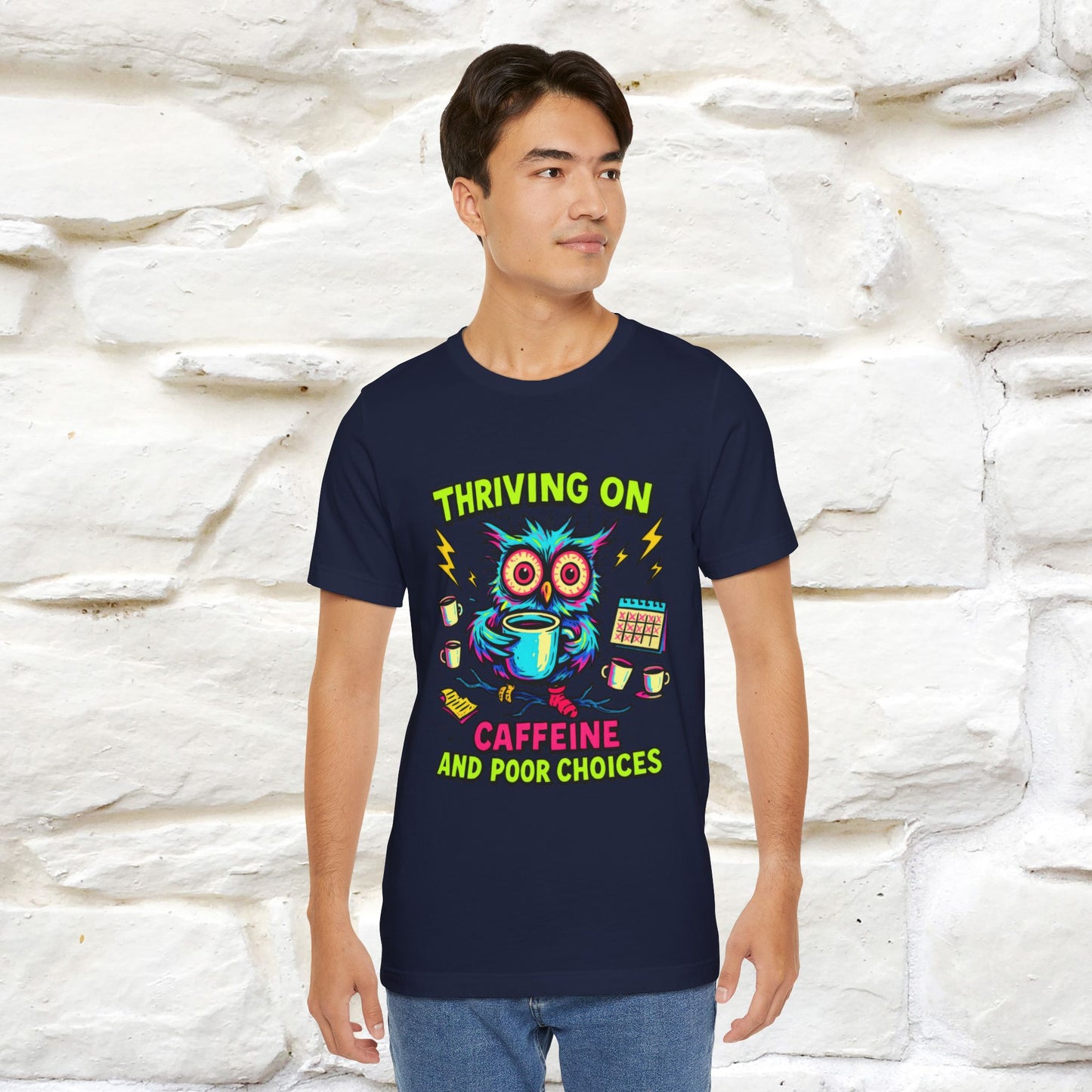''Thriving On Caffeine And Poor Choices''|  Sarcastic Cat T-Shirt | Nunu&Miao Studio