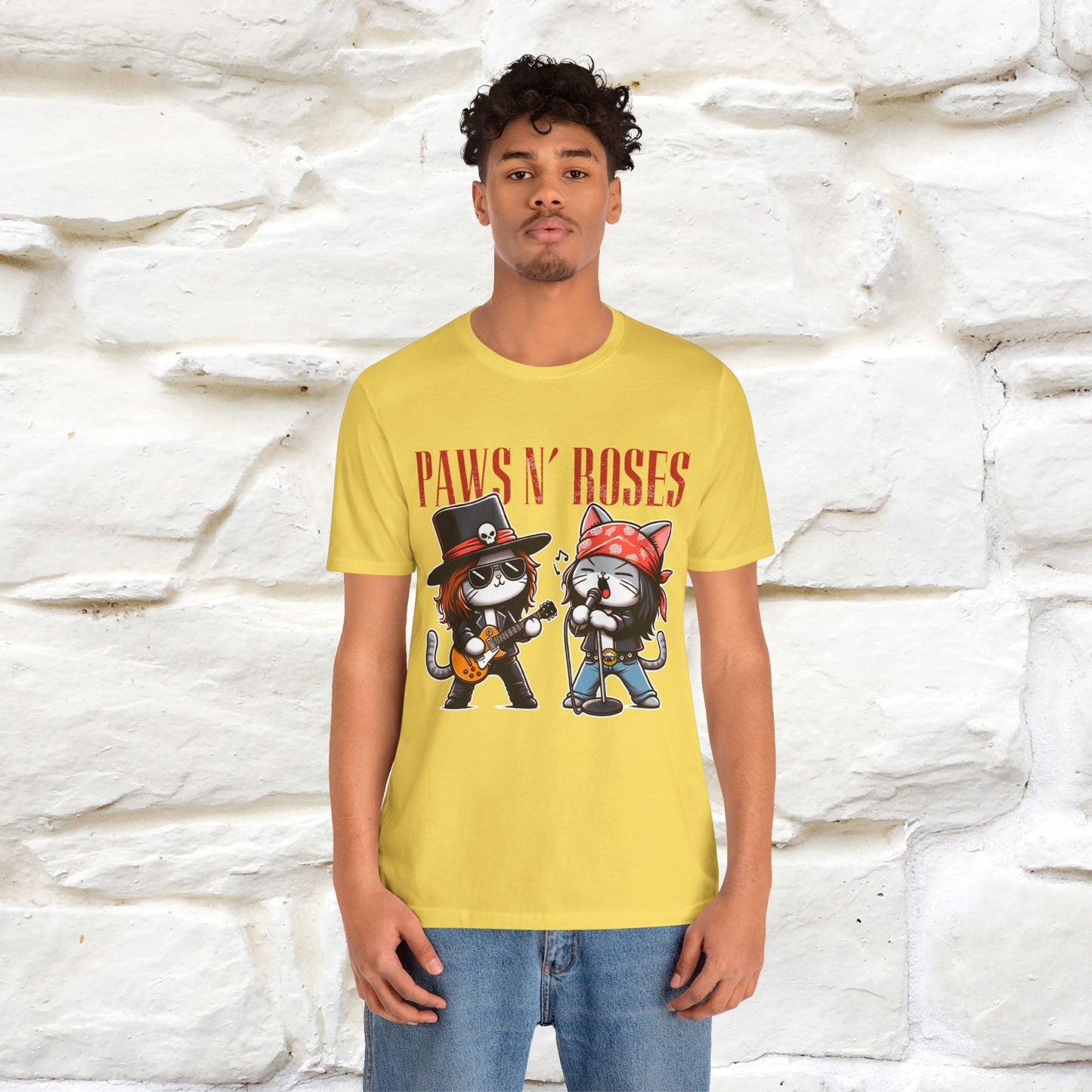 Paws N' Roses T-Shirt | Rock-Inspired Cat Lover  | Nunu&Miao Studio - Nunu&Miao Studio