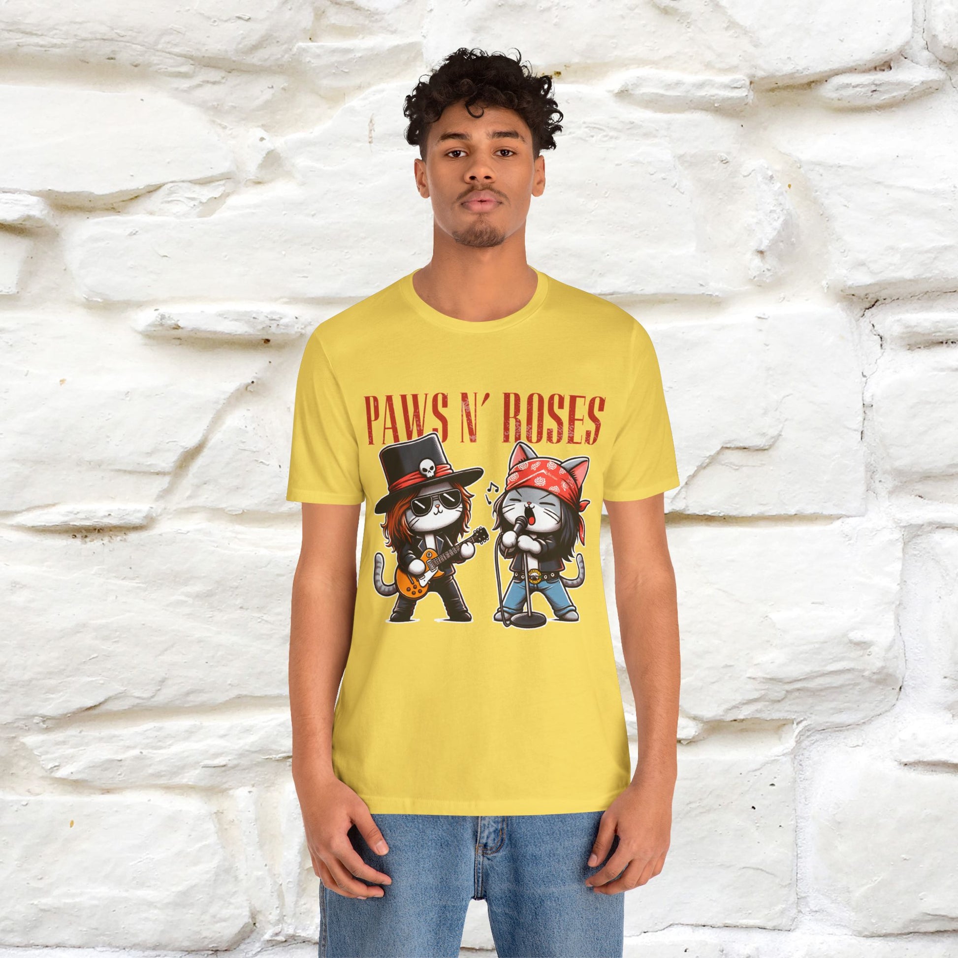 Paws N' Roses T-Shirt | Rock-Inspired Cat Lover  | Nunu&Miao Studio - Nunu&Miao Studio
