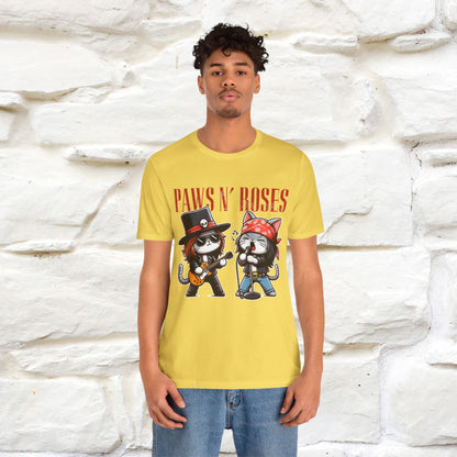 Paws N' Roses T-Shirt | Rock-Inspired Cat Lover  | Nunu&Miao Studio - Nunu&Miao Studio