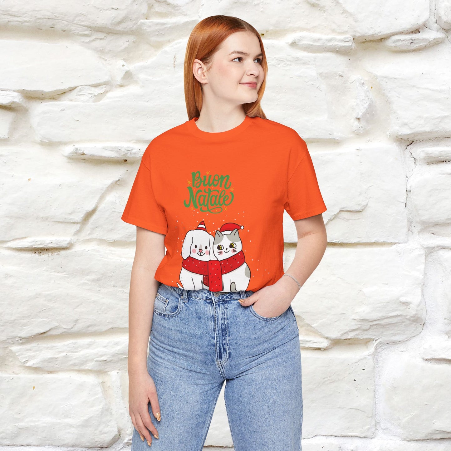 ''Buon Natale Cat and Dog'' Christmas T-shirt  | Nunu&Miao Studio - Nunu&Miao Studio
