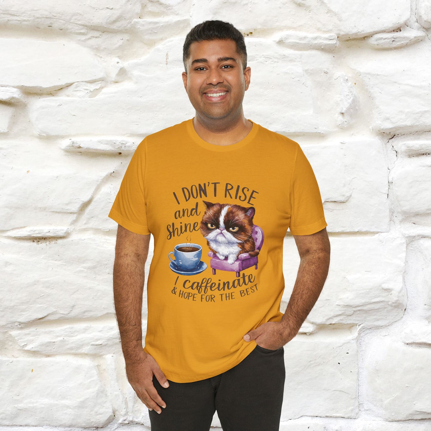 I Don’t Rise and Shine, I Caffeinate ....| Funny Cat T-Shirt| Nunu&Miao Studio - Nunu&Miao Studio