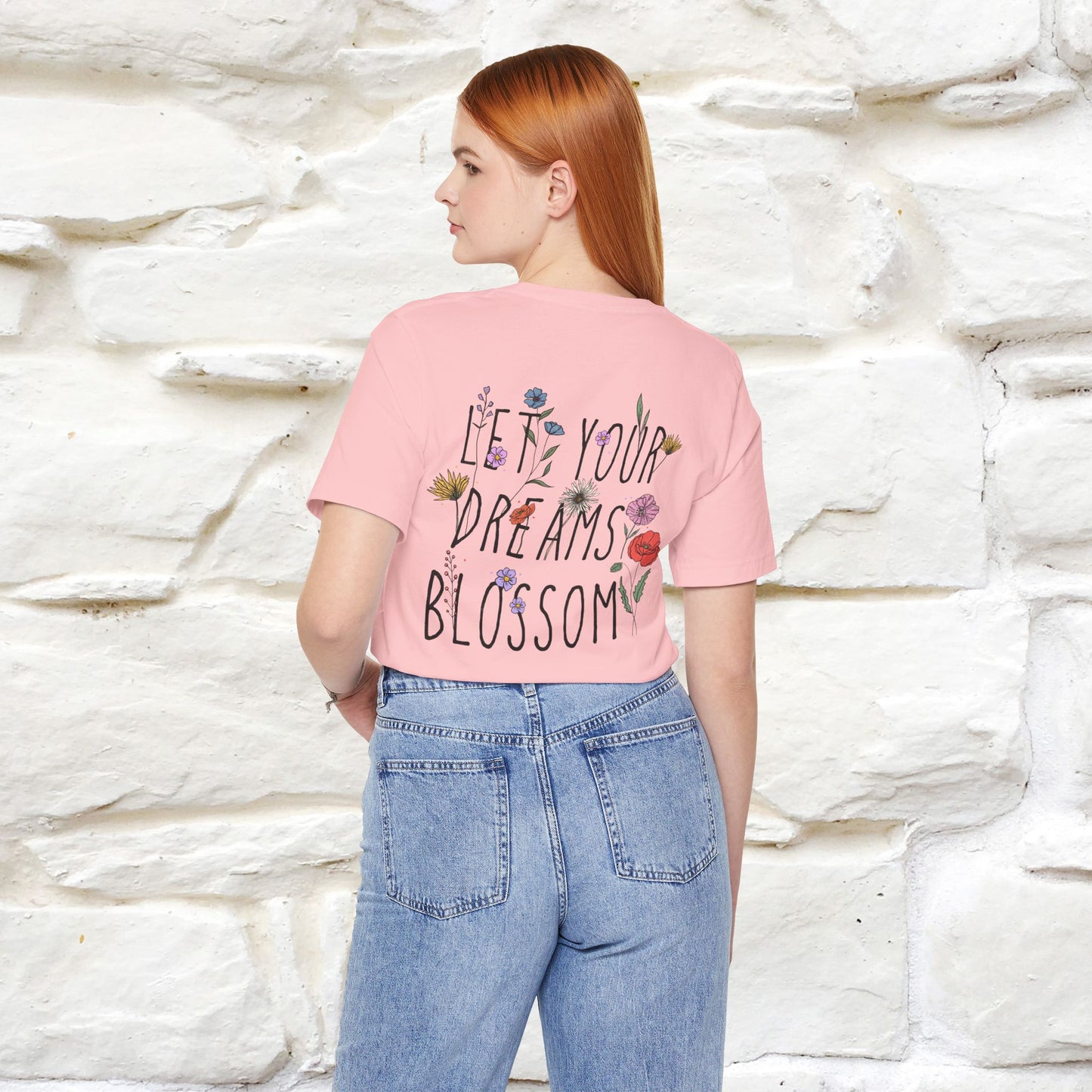 "Let Your Dreams Blossom'' Cat T-Shirt Front and Back Design | Nunu&Miao Studio - Nunu&Miao Studio
