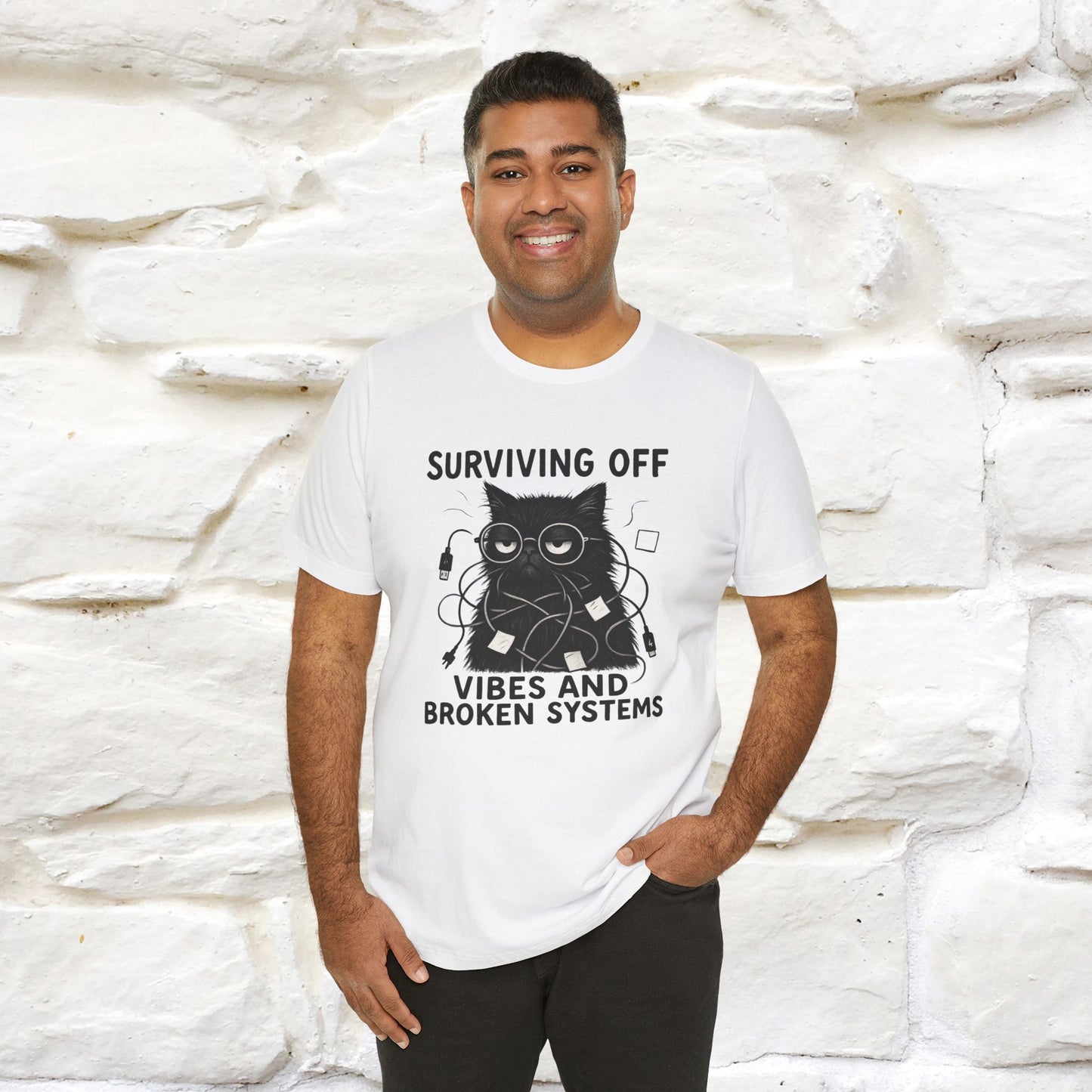 "Surviving Off...Vibes And Broken .. " |Cat T-Shirt | Nunu&Miao Studio - Nunu&Miao Studio