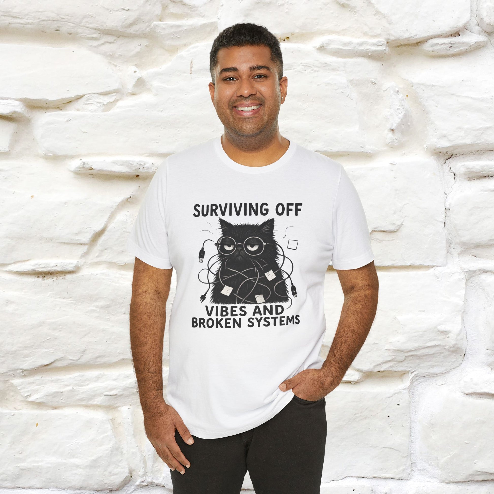 "Surviving Off...Vibes And Broken .. " |Cat T-Shirt | Nunu&Miao Studio - Nunu&Miao Studio