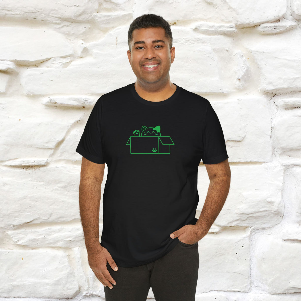 "“Happiness is free. Delivery is extra.” | Cat T-Shirt | Front & Back Design | Nunu&Miao Studio