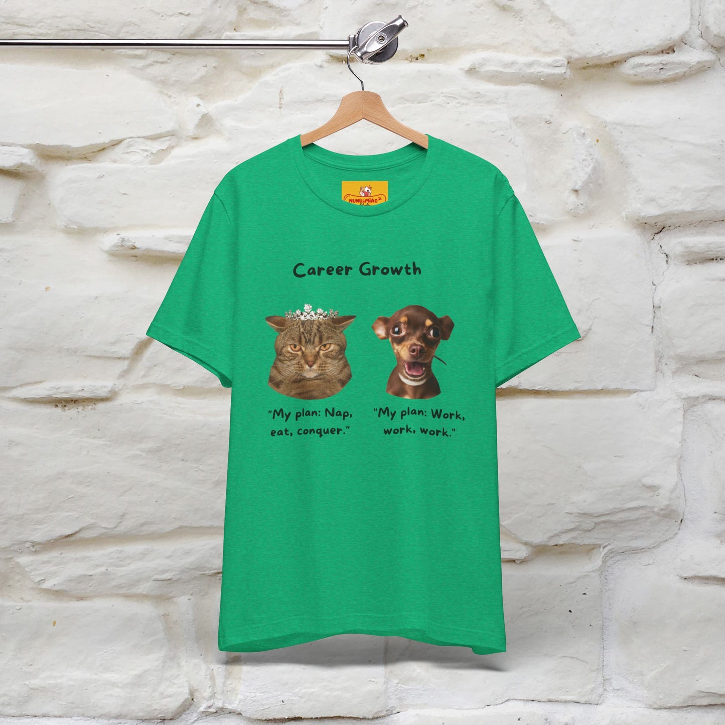 "Career Growth: Cat vs. Dog" | Cat T-Shirt | Nunu&Miao Studio - Nunu&Miao Studio