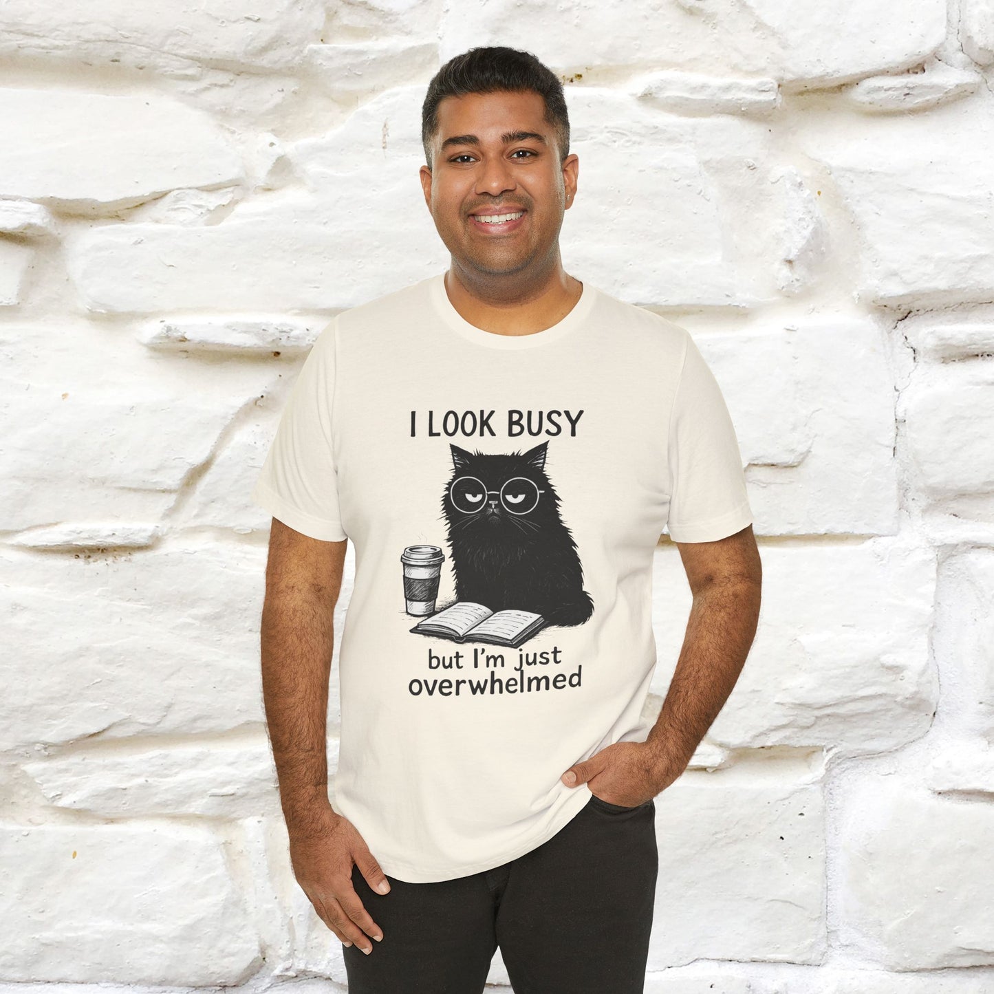 "I Look Busy But I'm Just Overwhelmed" |Cat T-Shirt | Nunu&Miao Studio - Nunu&Miao Studio