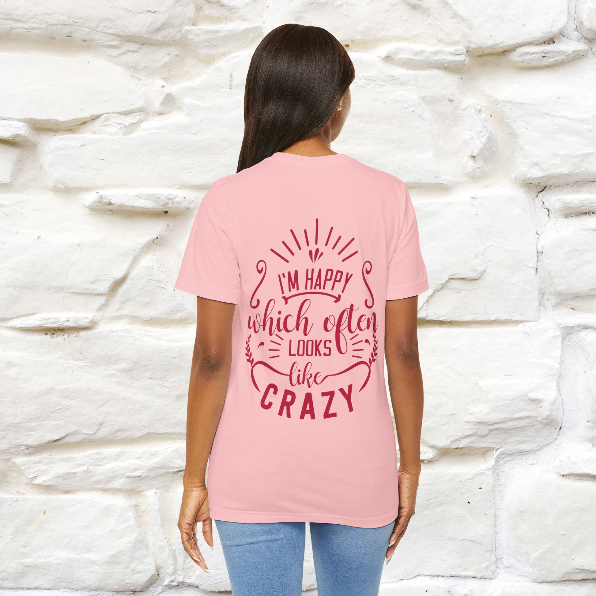 "I’m Happy, Which Often Looks Like Crazy" Cat T-Shirt| Front & Back Design | Nunu&Miao Studio - Nunu&Miao Studio