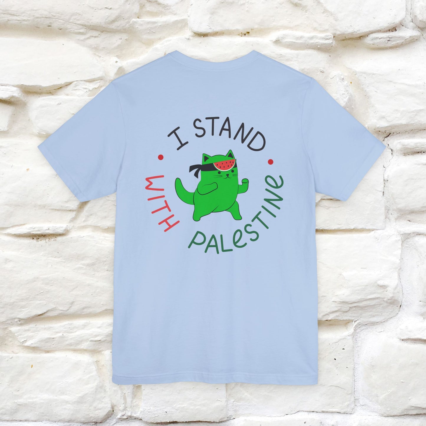 "I Love Palestine" Cat T-shirt | Front & Back Design |Nunu&Miao Studio - Nunu&Miao Studio