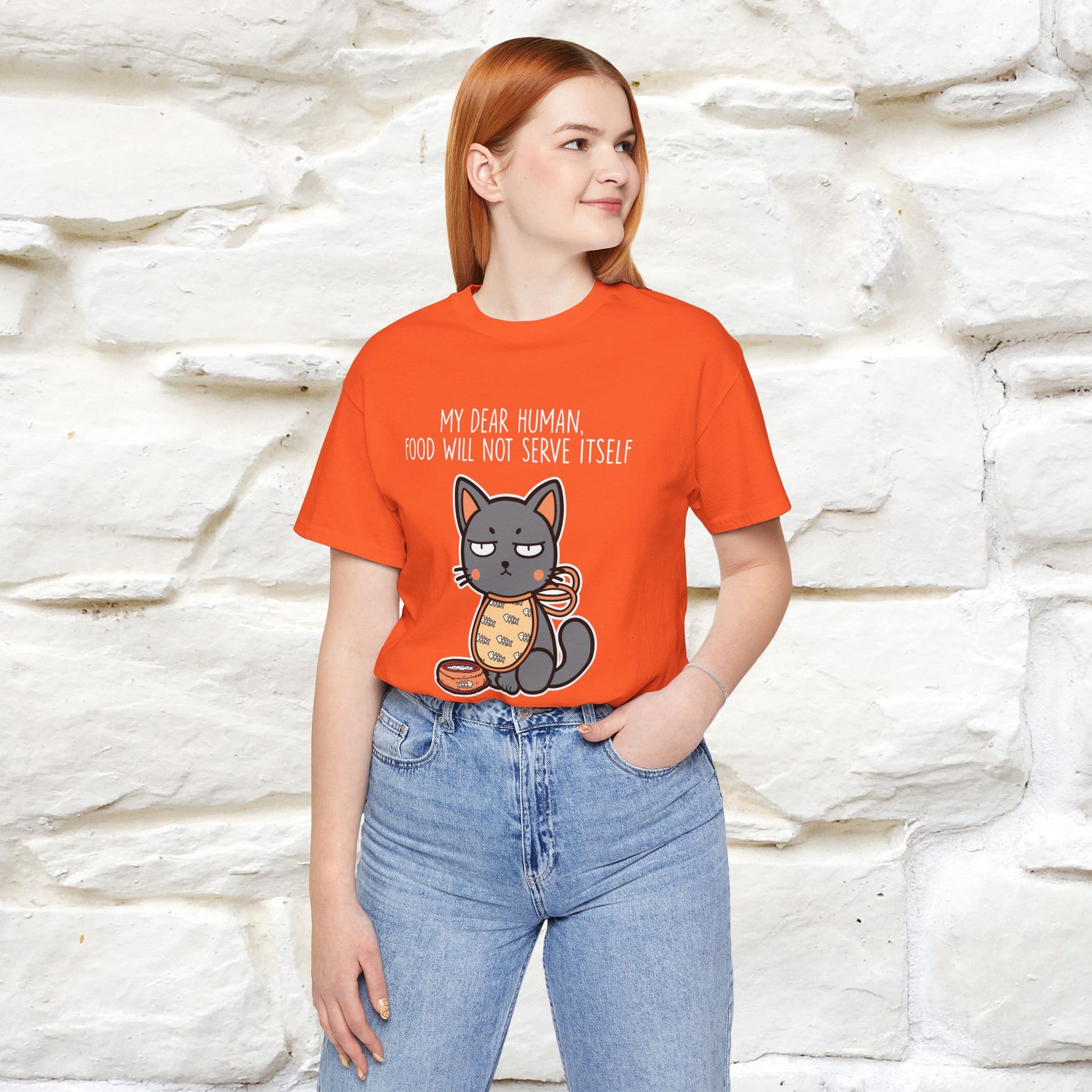"Dear Human, Food Will Not Serve Itself" |Cat T-Shirt | Nunu&Miao Studio - Nunu&Miao Studio