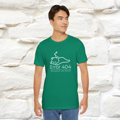 ''Error 404 Motivation Not Found'' Cat T-Shirt Front and Back Design | Nunu&Miao Studio - Nunu&Miao Studio