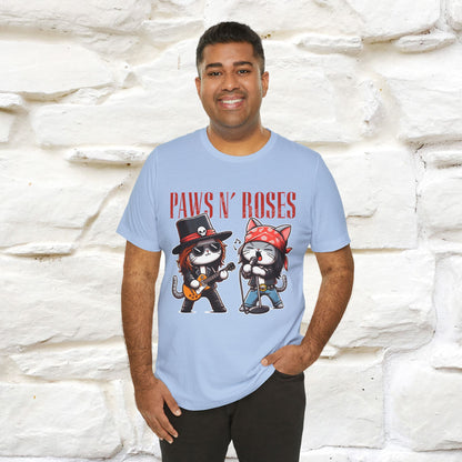 Paws N' Roses T-Shirt | Rock-Inspired Cat Lover  | Nunu&Miao Studio - Nunu&Miao Studio