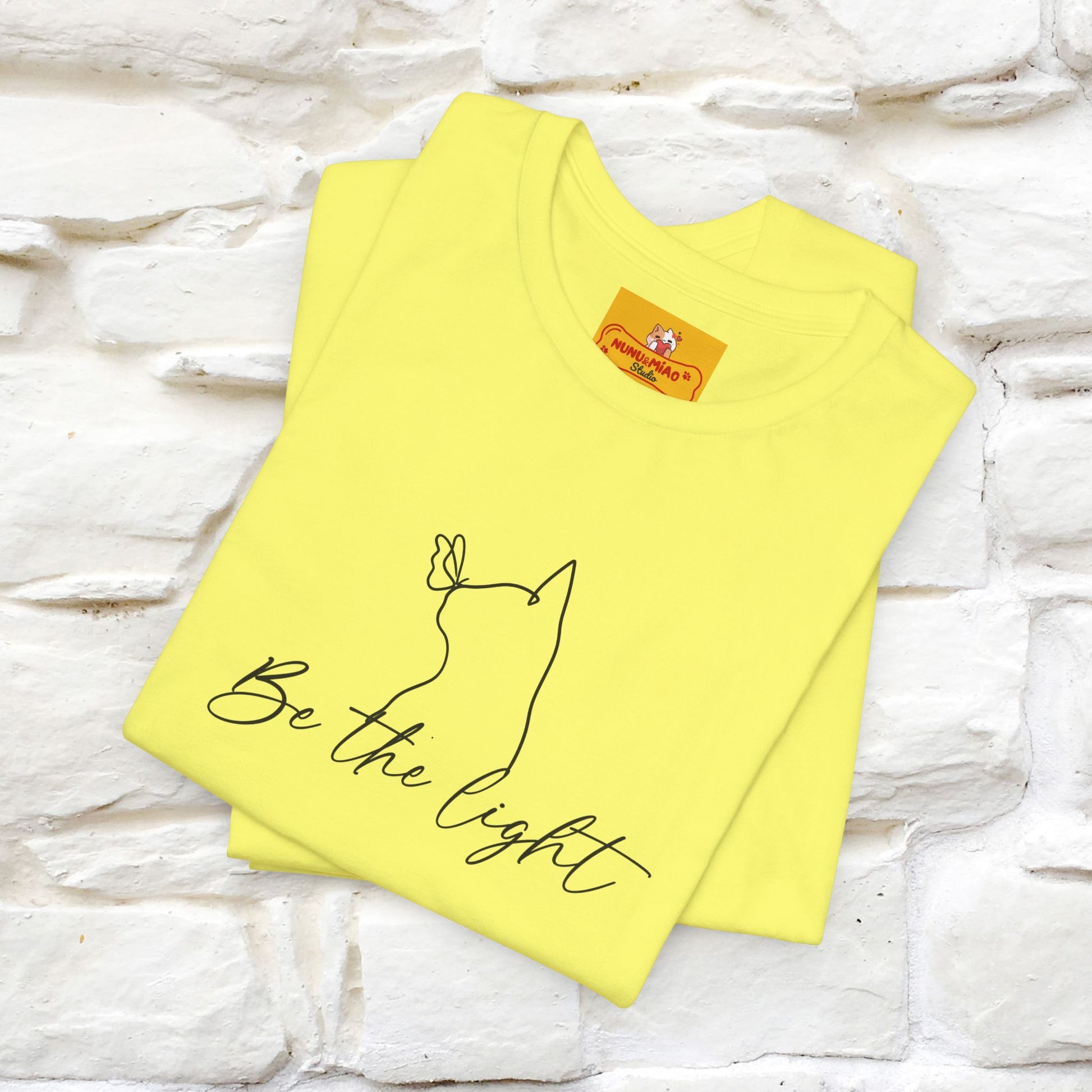 "Be The Light" Cat T-Shirt | Front & Back Design | Nunu&Miao Studio - Nunu&Miao Studio