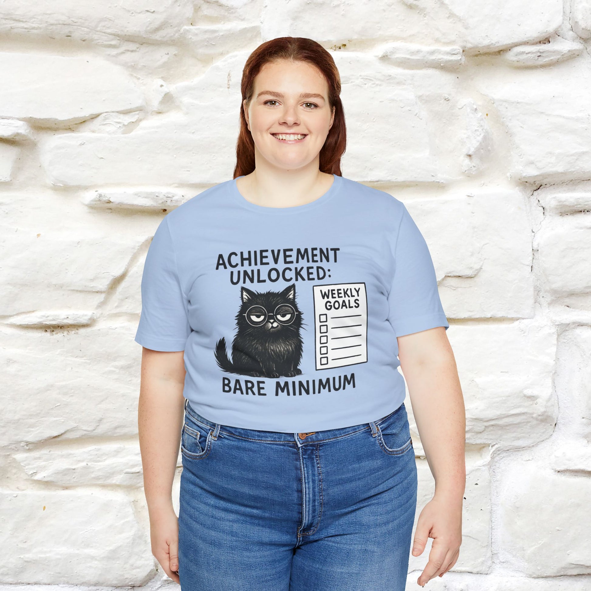 "Achievement Unlocked Bare Minimum." |Cat T-Shirt | Nunu&Miao Studio - Nunu&Miao Studio