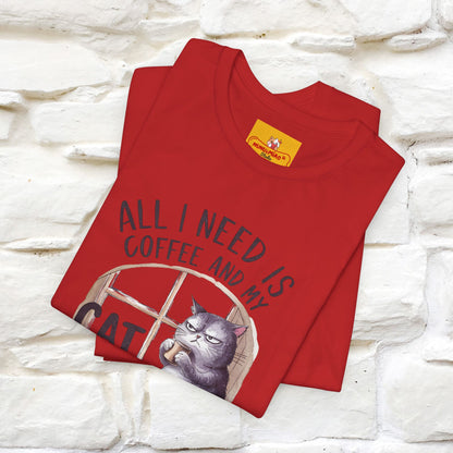 ''All I Need Is Coffee and My Cat, It's Too Peopley Outside''| Cat T-Shirt | Nunu&Miao Studio - Nunu&Miao Studio