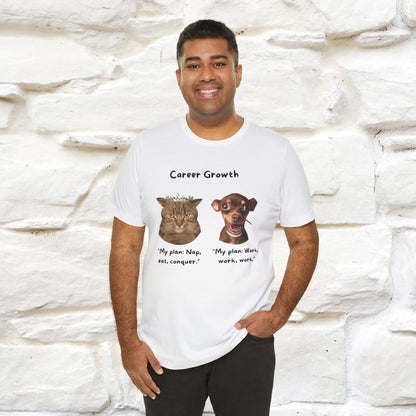 "Career Growth: Cat vs. Dog" | Cat T-Shirt | Nunu&Miao Studio - Nunu&Miao Studio