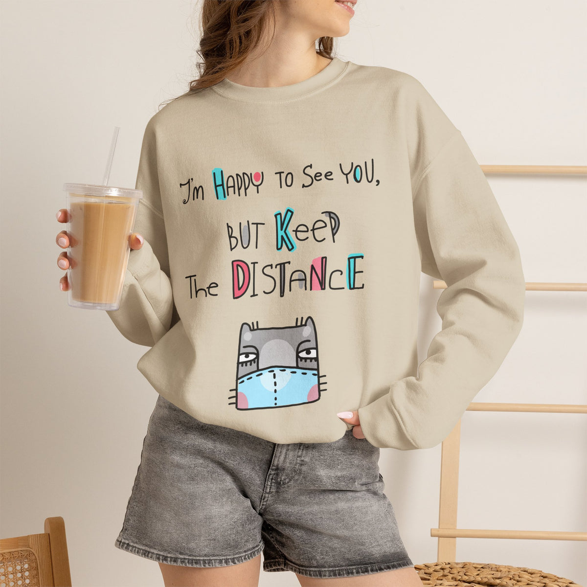 ''I'Am Happy To See You...'' |Cat Sweatshirt | Nunu&Miao Studio