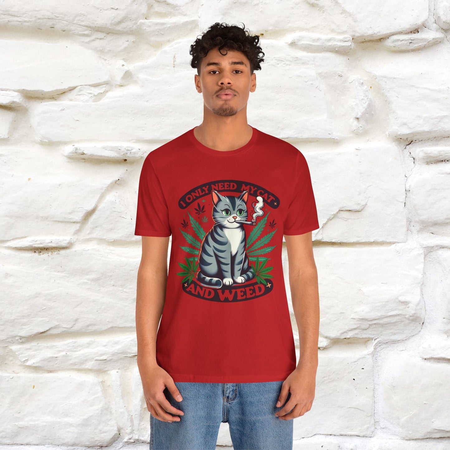 ''I Only Need My Cat and Weed'' Funny T-Shirt | Nunu&Miao Studio - Nunu&Miao Studio