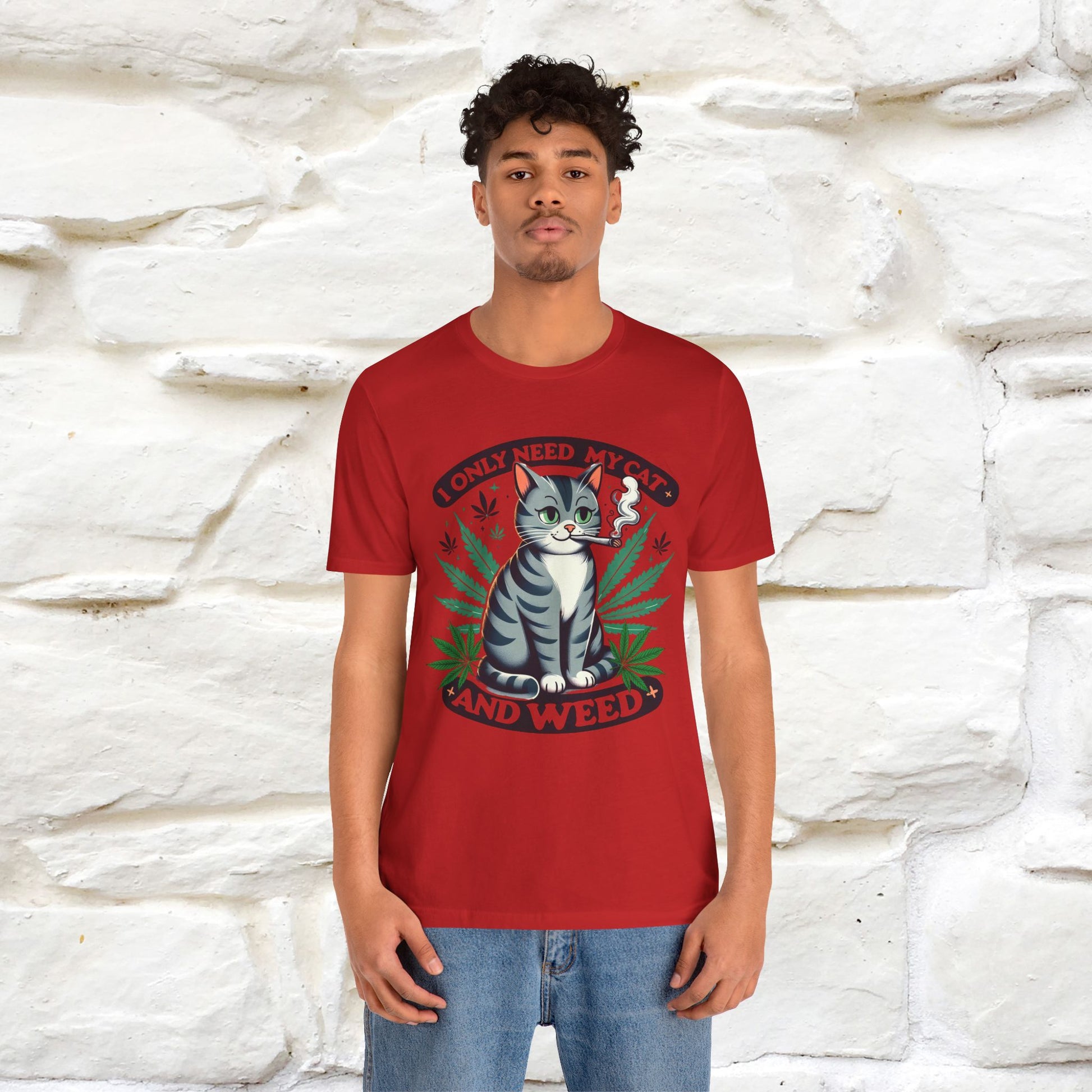 ''I Only Need My Cat and Weed'' Funny T-Shirt | Nunu&Miao Studio - Nunu&Miao Studio