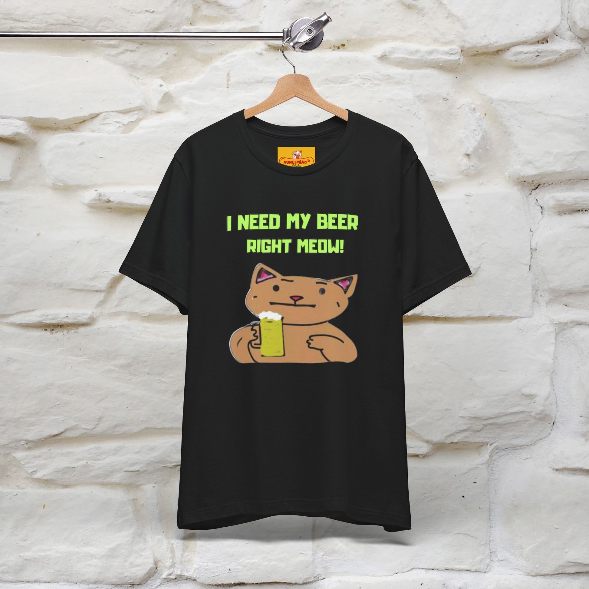 "I Need My Beer Right Meow!" Cat  T-shirt |Nunu&Miao Studio - Nunu&Miao Studio