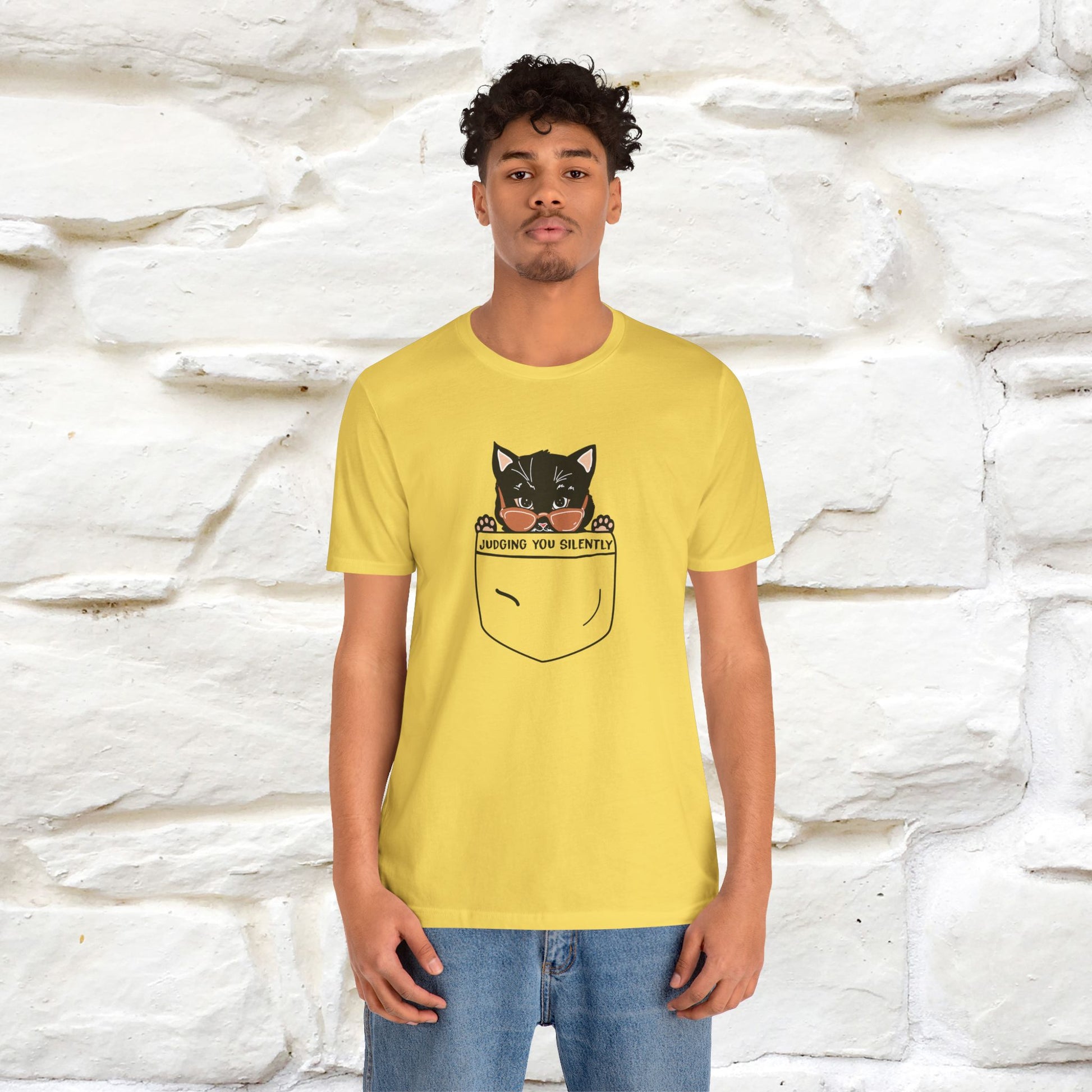 ''Judging You Silently'' | Cat T-Shirt for Men | Nunu&Miao Studio - Nunu&Miao Studio