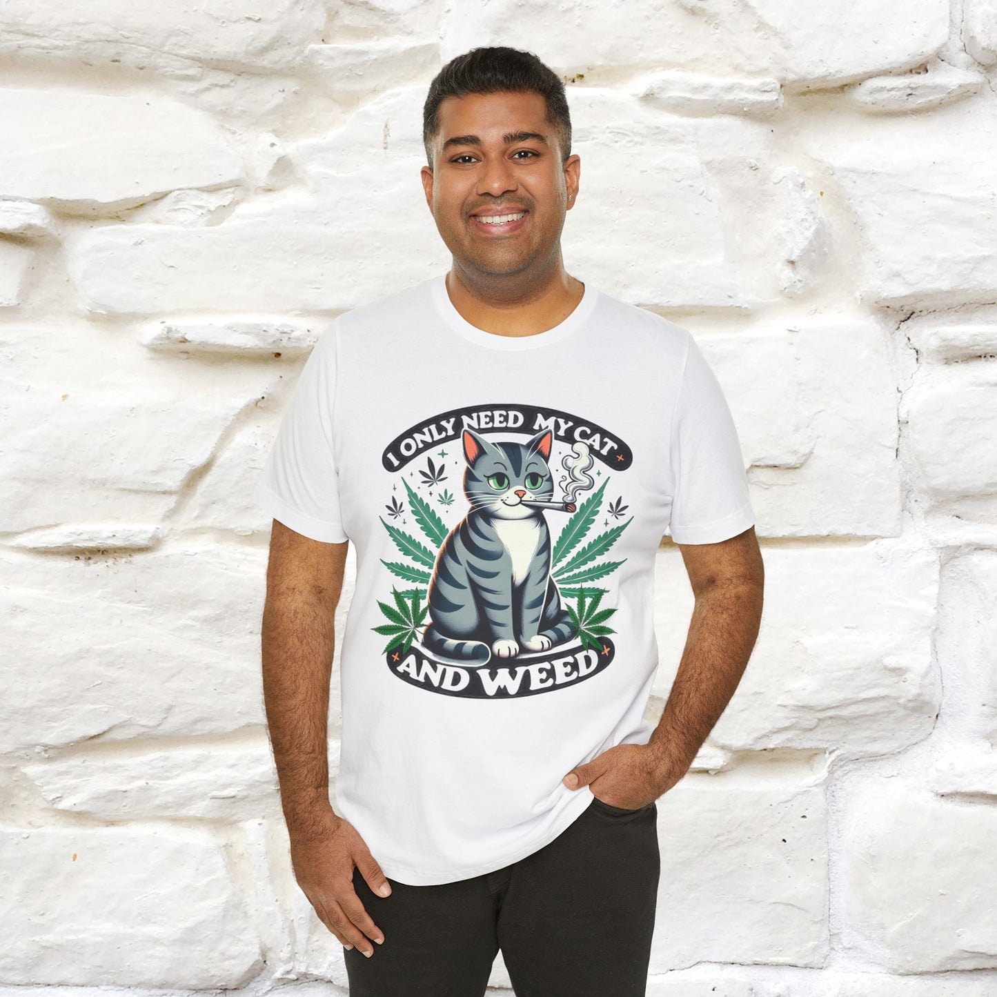 ''I Only Need My Cat and Weed'' Funny T-Shirt | Nunu&Miao Studio - Nunu&Miao Studio