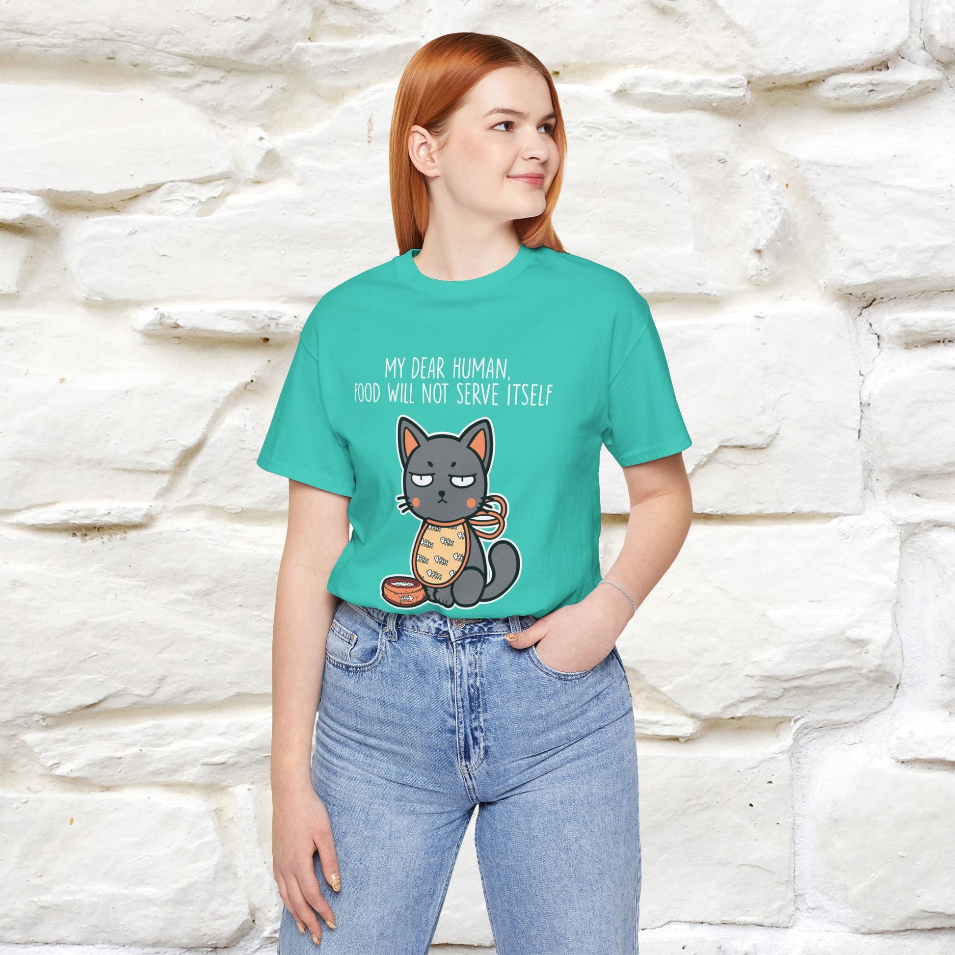 "Dear Human, Food Will Not Serve Itself" |Cat T-Shirt | Nunu&Miao Studio - Nunu&Miao Studio