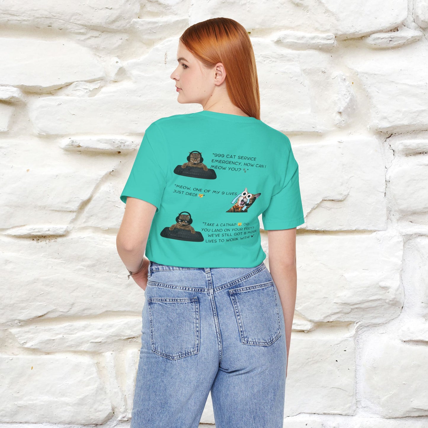 ''911 Emergency'' | Front & Back Design | Cat T-Shirt | Nunu&Miao Studio - Nunu&Miao Studio