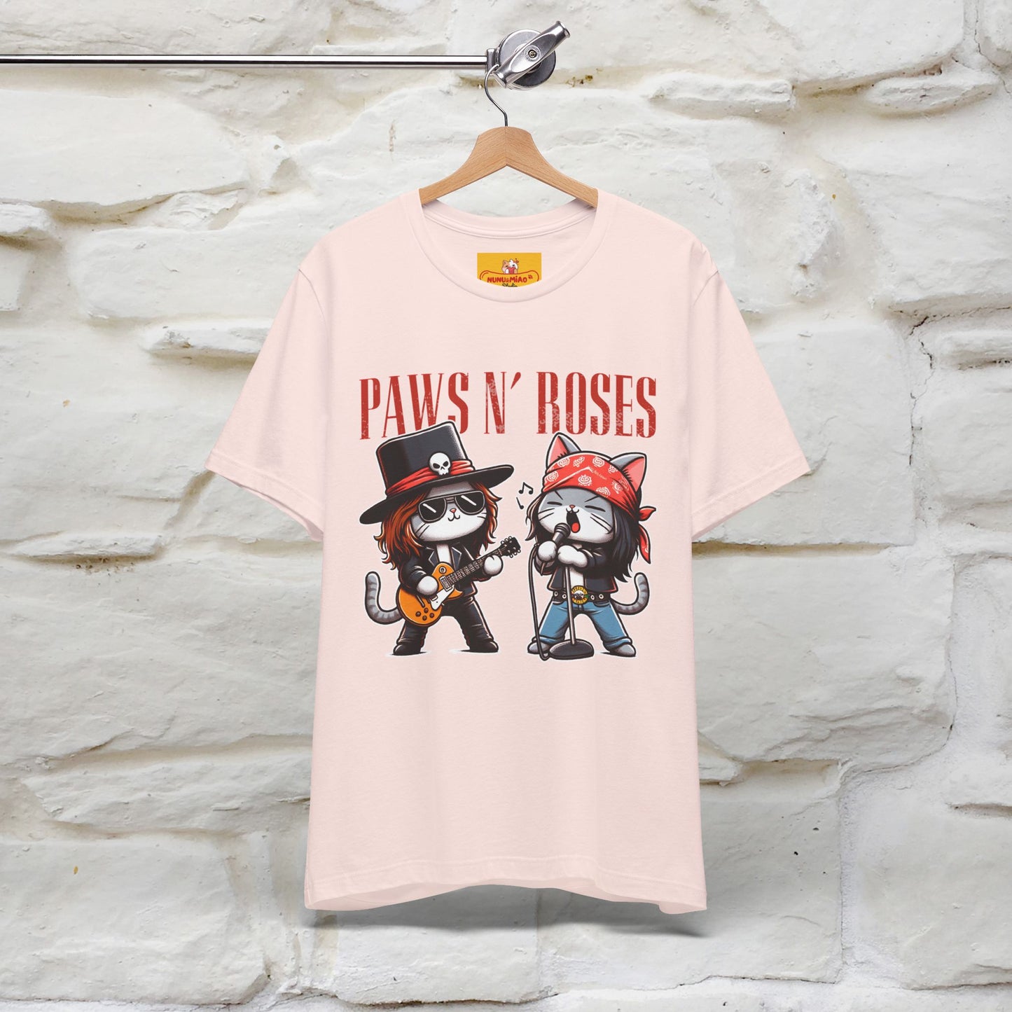 Paws N' Roses T-Shirt | Rock-Inspired Cat Lover  | Nunu&Miao Studio - Nunu&Miao Studio