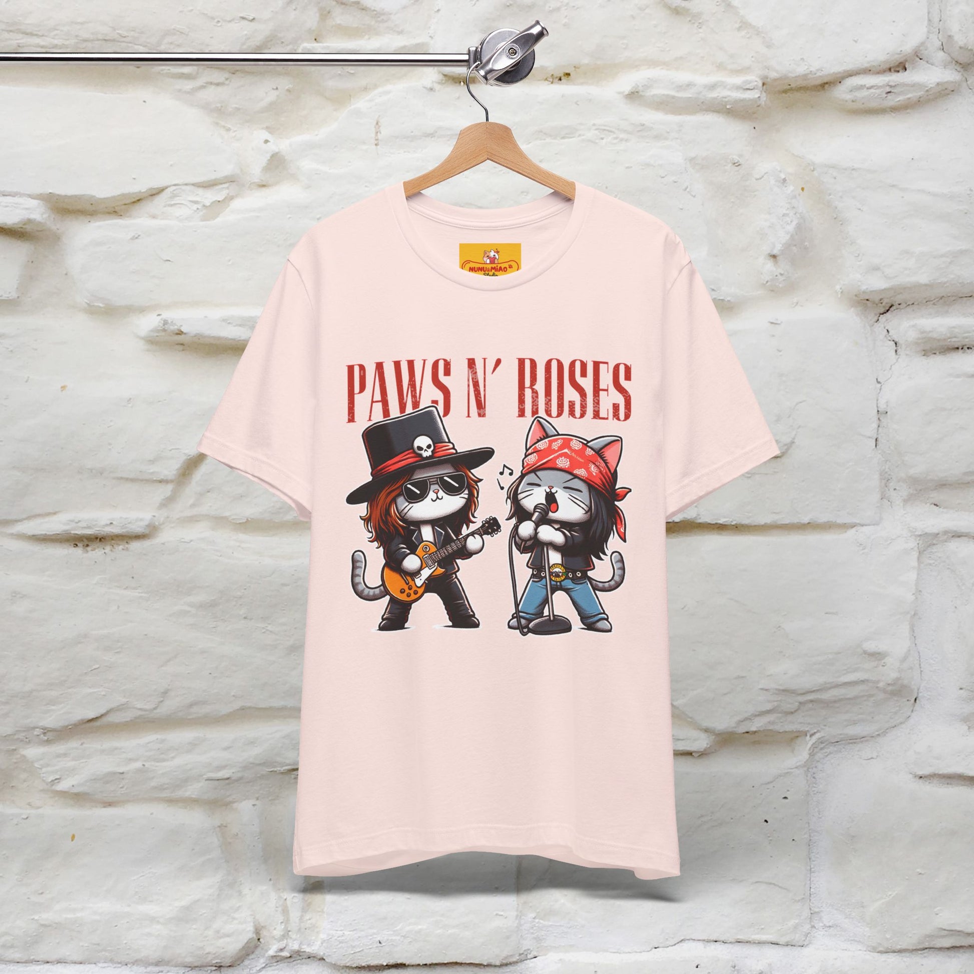 Paws N' Roses T-Shirt | Rock-Inspired Cat Lover  | Nunu&Miao Studio - Nunu&Miao Studio
