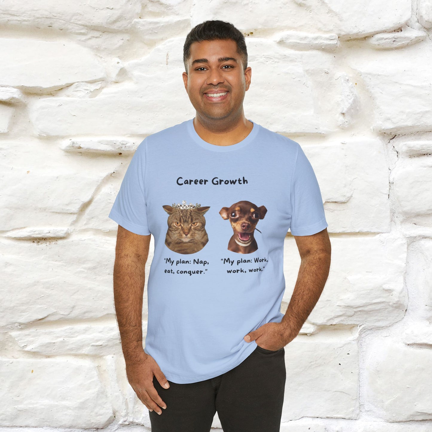 "Career Growth: Cat vs. Dog" | Cat T-Shirt | Nunu&Miao Studio - Nunu&Miao Studio