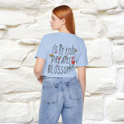 "Let Your Dreams Blossom'' Cat T-Shirt Front and Back Design | Nunu&Miao Studio - Nunu&Miao Studio