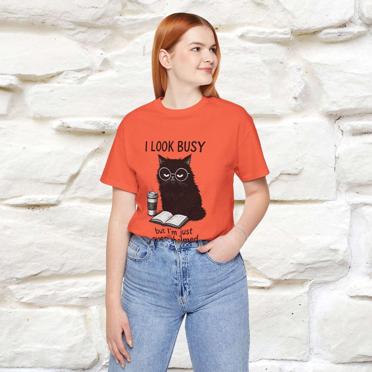 "I Look Busy But I'm Just Overwhelmed" |Cat T-Shirt | Nunu&Miao Studio - Nunu&Miao Studio