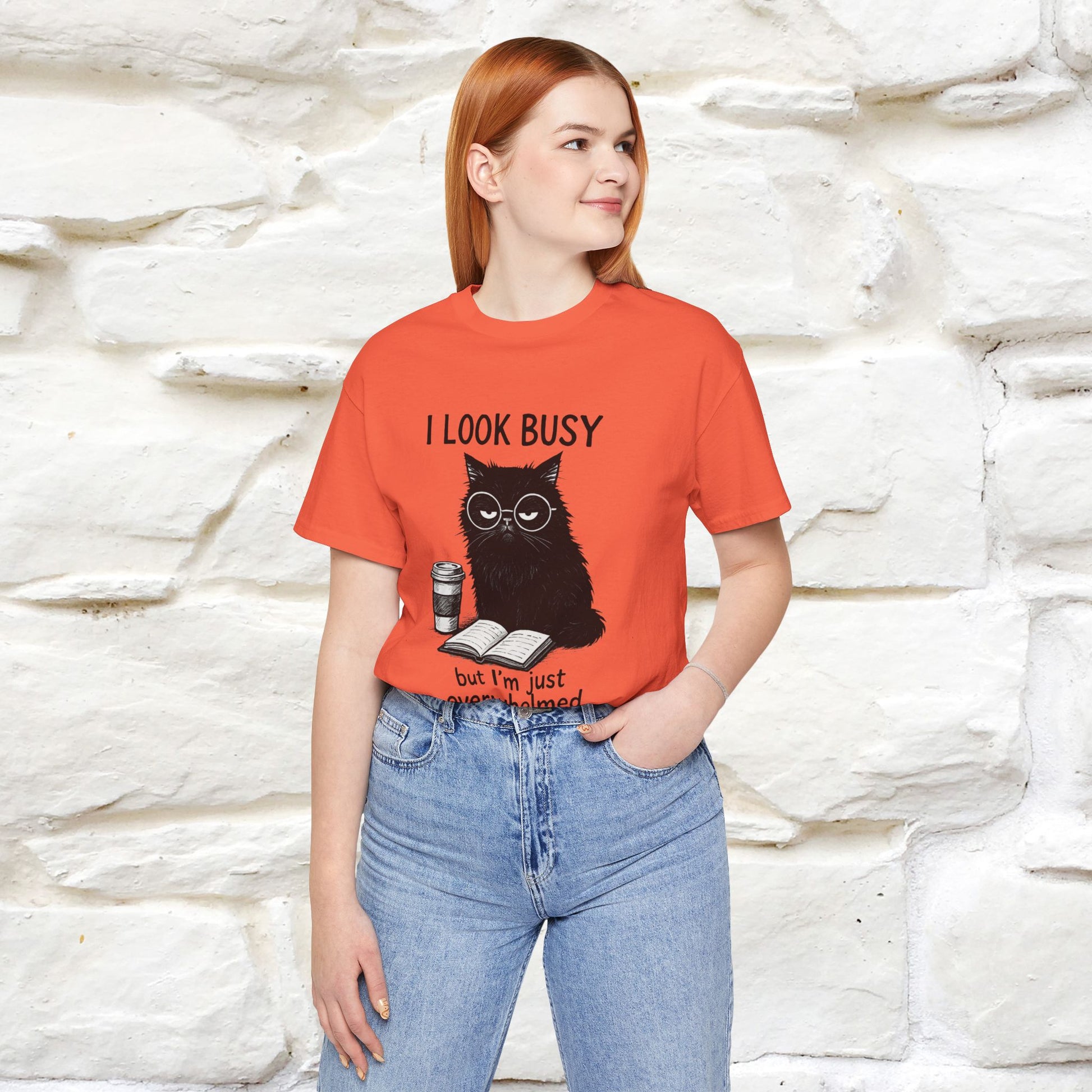 "I Look Busy But I'm Just Overwhelmed" |Cat T-Shirt | Nunu&Miao Studio - Nunu&Miao Studio