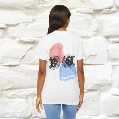 ''Pink and Blu'' Cat T-Shirt Front and Back Design | Nunu&Miao Studio - Nunu&Miao Studio