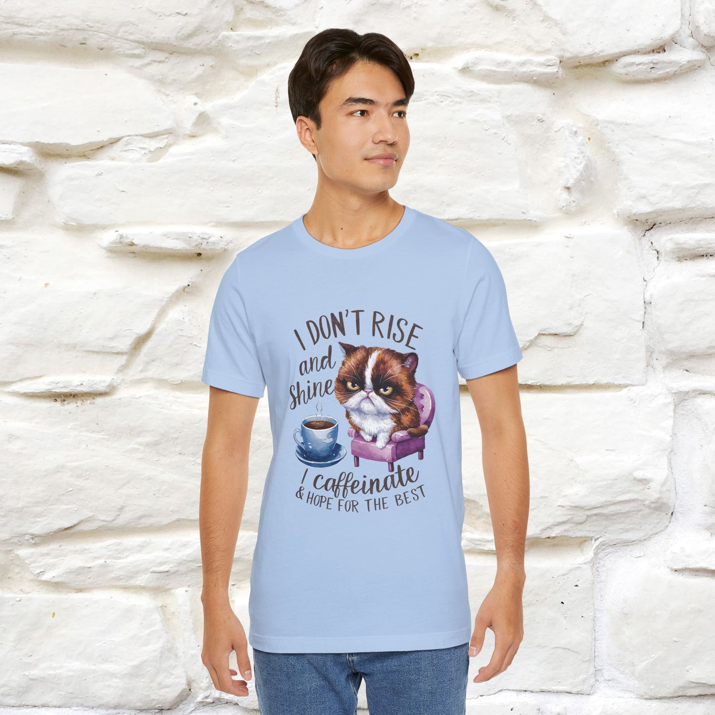 I Don’t Rise and Shine, I Caffeinate ....| Funny Cat T-Shirt| Nunu&Miao Studio - Nunu&Miao Studio