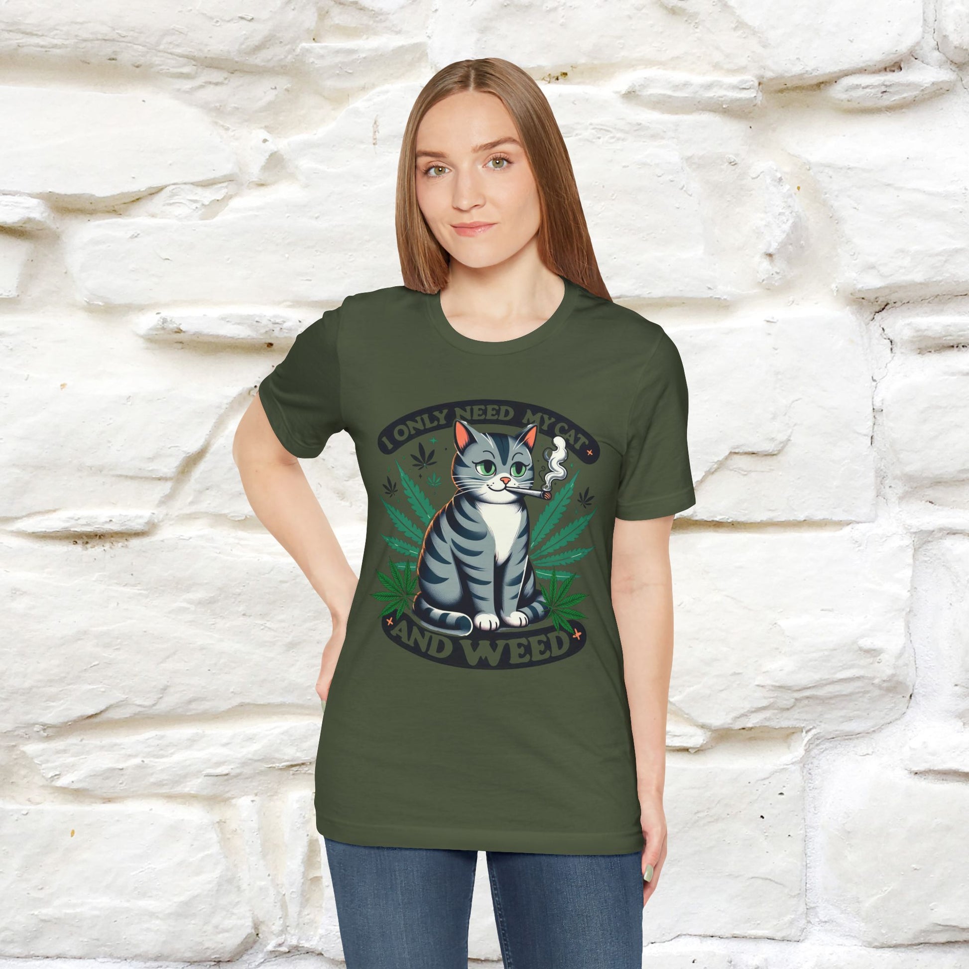 ''I Only Need My Cat and Weed'' Funny T-Shirt | Nunu&Miao Studio - Nunu&Miao Studio