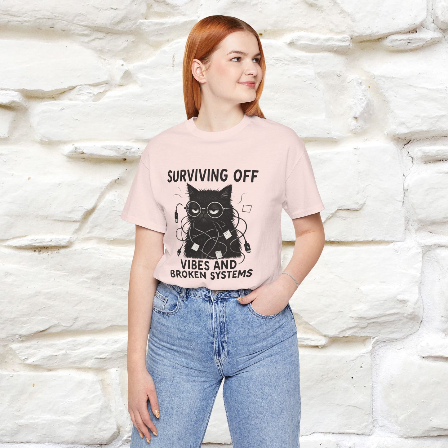 "Surviving Off...Vibes And Broken .. " |Cat T-Shirt | Nunu&Miao Studio - Nunu&Miao Studio