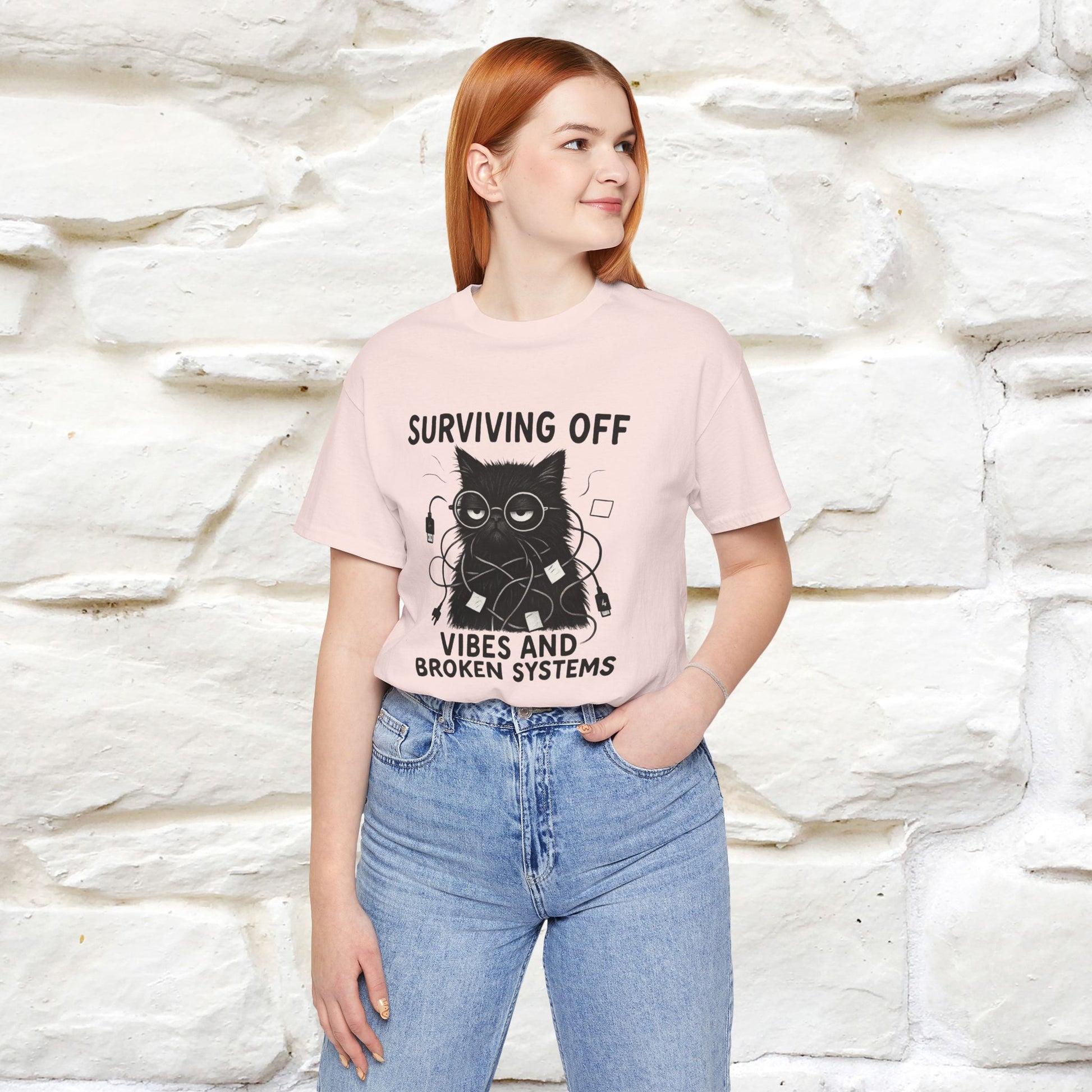 "Surviving Off...Vibes And Broken .. " |Cat T-Shirt | Nunu&Miao Studio - Nunu&Miao Studio