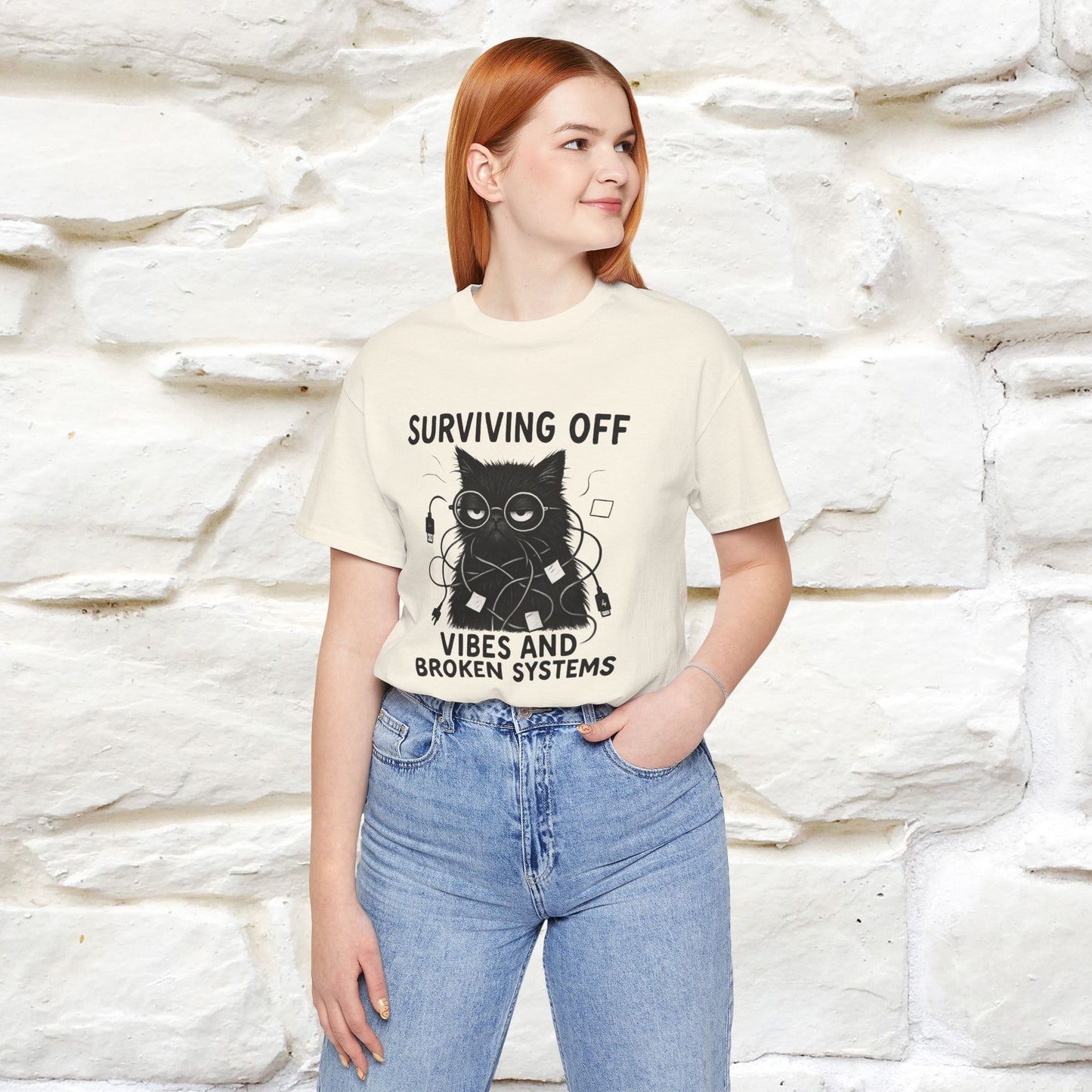 "Surviving Off...Vibes And Broken .. " |Cat T-Shirt | Nunu&Miao Studio - Nunu&Miao Studio