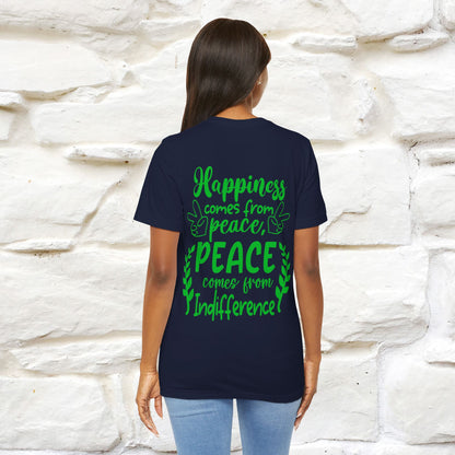 "Happiness Comes From Peace, Peace Comes From Indifference" Cat T-Shirt| Front & Back Design | Nunu&Miao Studio - Nunu&Miao Studio