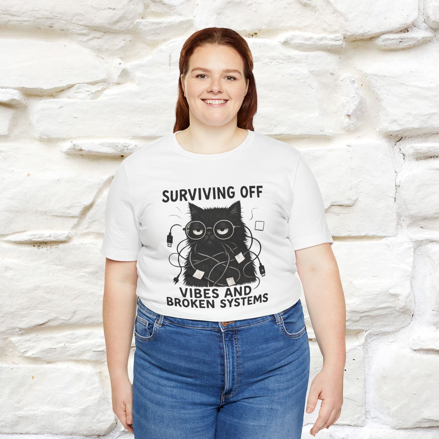 "Surviving Off...Vibes And Broken .. " |Cat T-Shirt | Nunu&Miao Studio - Nunu&Miao Studio