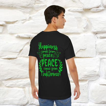 "Happiness Comes From Peace, Peace Comes From Indifference" Cat T-Shirt| Front & Back Design | Nunu&Miao Studio - Nunu&Miao Studio