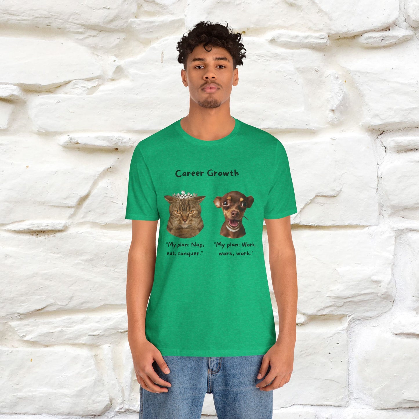 "Career Growth: Cat vs. Dog" | Cat T-Shirt | Nunu&Miao Studio - Nunu&Miao Studio