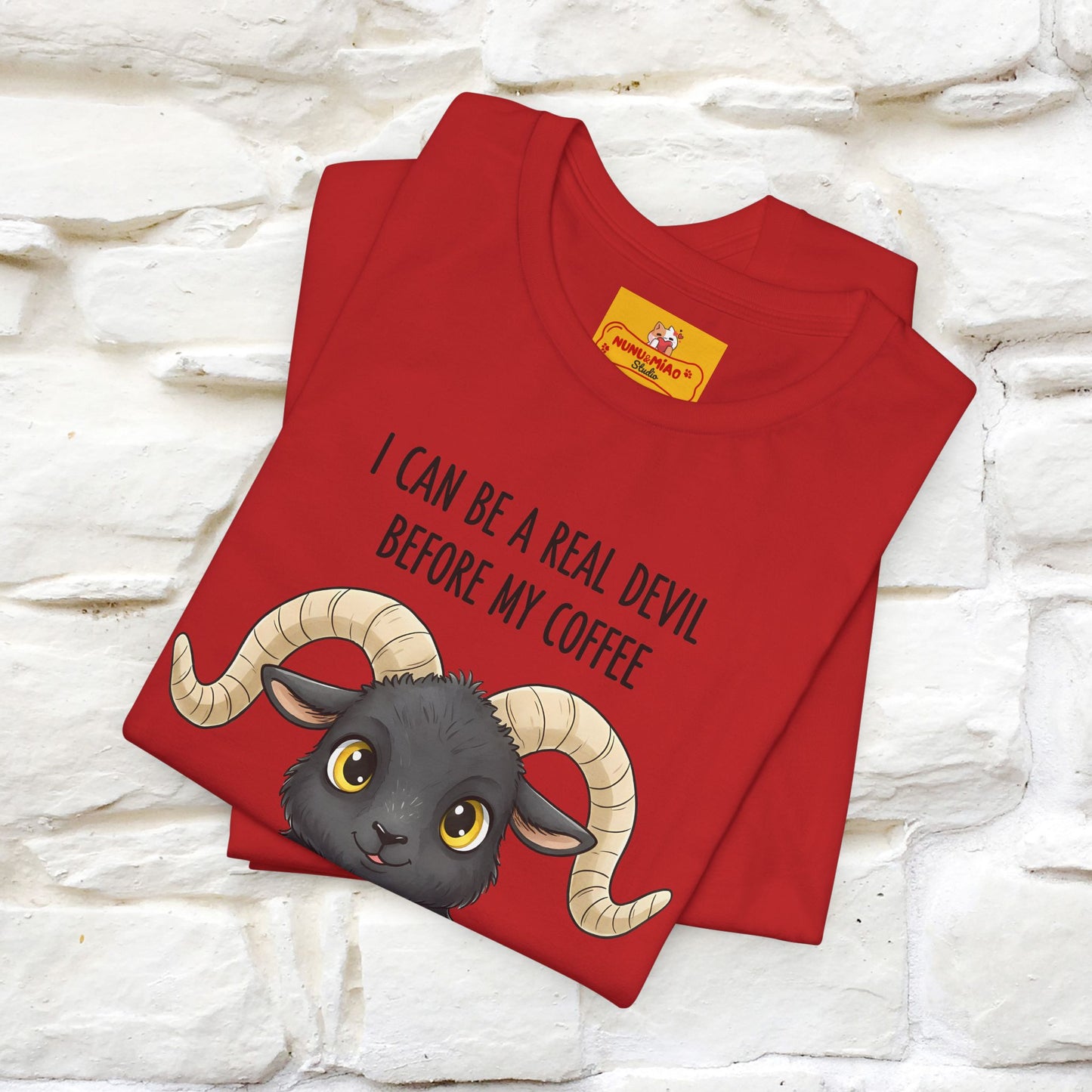 "I Can Be a Real Devil Before My Coffe" Funny T-shirt |Nunu&Miao Studio - Nunu&Miao Studio