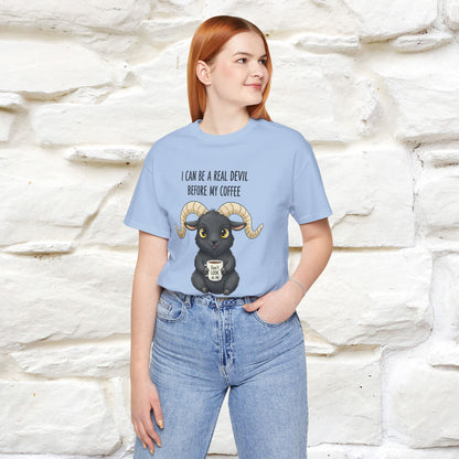 "I Can Be a Real Devil Before My Coffe" Funny T-shirt |Nunu&Miao Studio - Nunu&Miao Studio