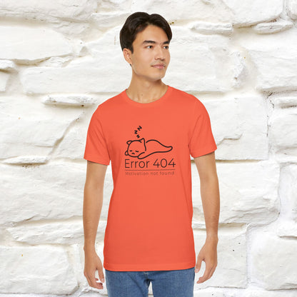 ''Error 404 Motivation Not Found'' Cat T-Shirt Front and Back Design | Nunu&Miao Studio - Nunu&Miao Studio