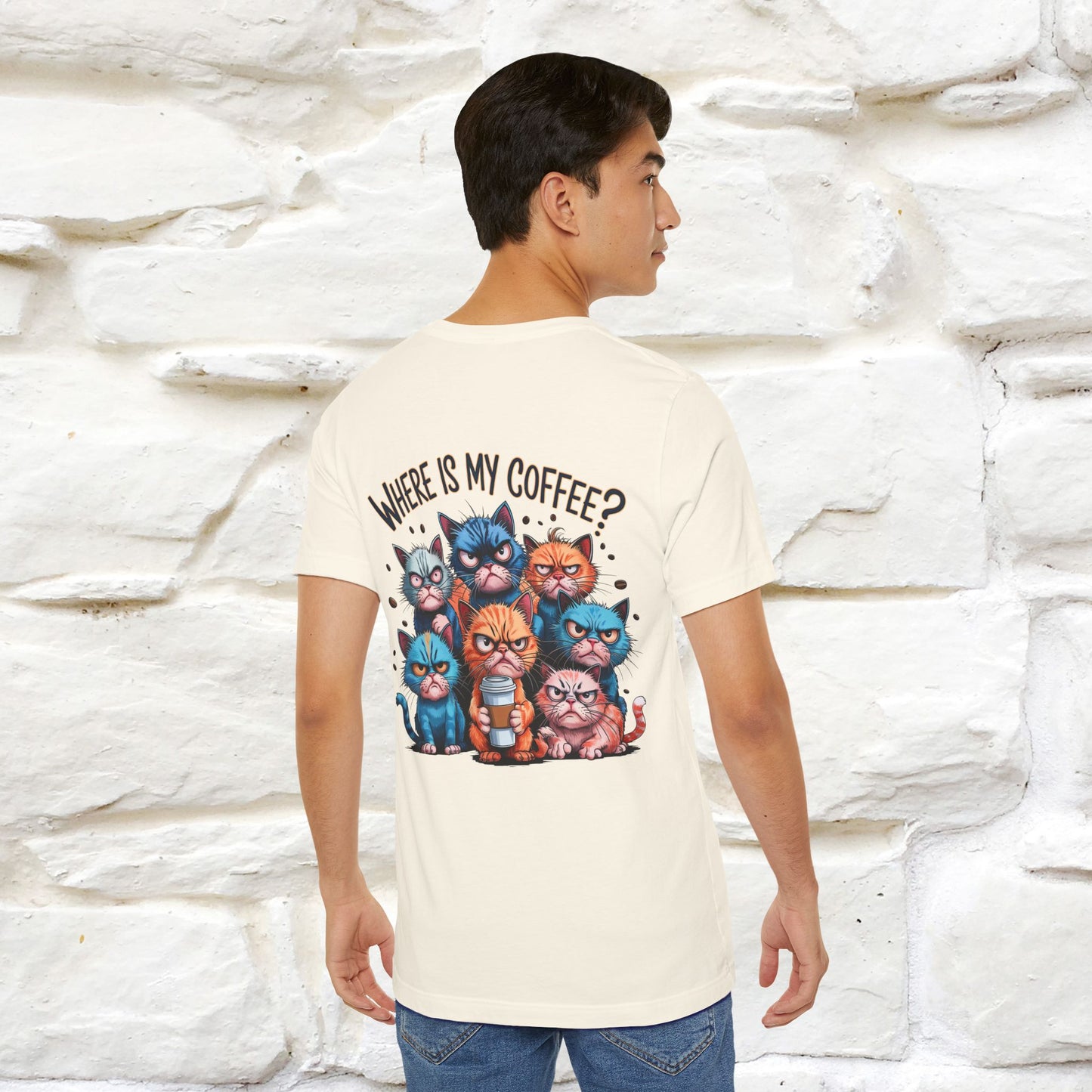 "Where Is My Coffe?" Cat T-Shirt | Front & Back Design | Nunu&Miao Studio